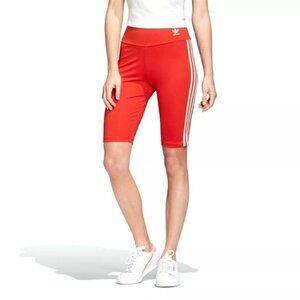 NWT Adidas Women Originals Long 3-Stripes BIKER SHORTS Lush Red/White size XS